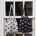 Wholesale Daily Fashion Portable Drawstring Backpack Lovely Flowers Pattern Design Knitted Crochet New Schoolbag for Summer