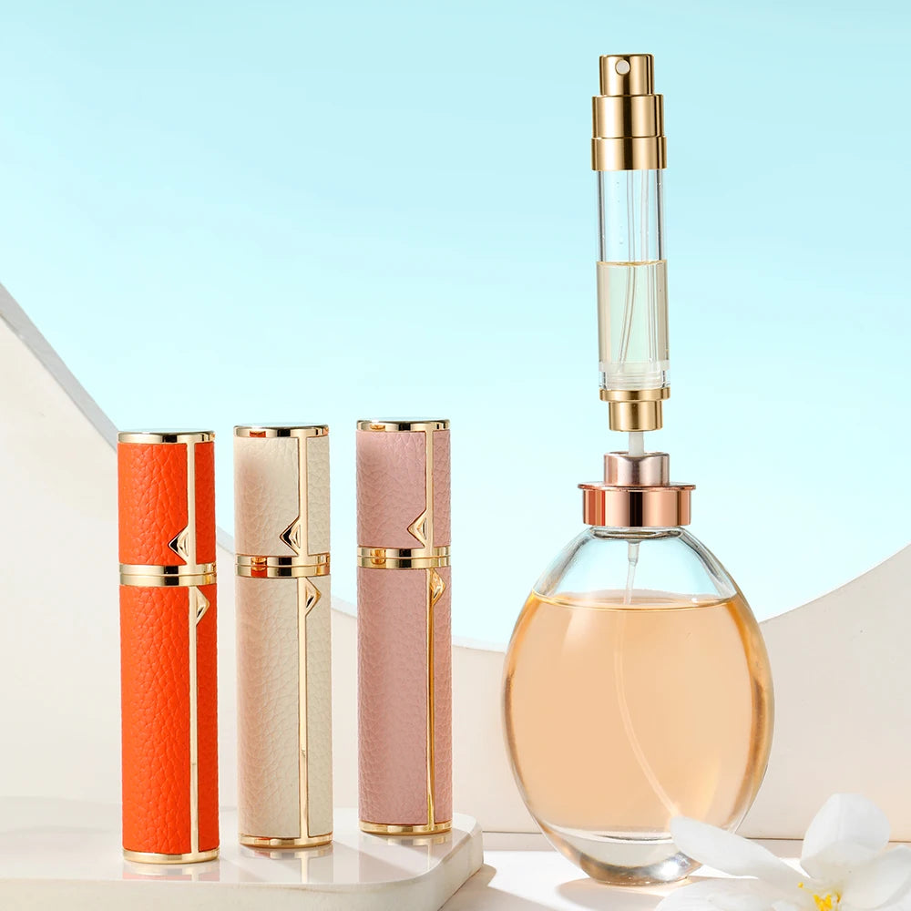 Louischanzl Factory Outlet New High-capacity Magnetic 8ml Premium Leather Mini Travel Size Bottom Fill Portable Perfume Bottle
