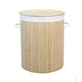 Double Lid Bamboo Folding Laundry Storage Basket with Hamper Function Sustainable Home Use Customizable Size & Logo