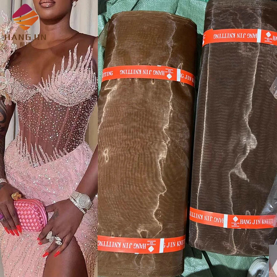 Skin Tone Bobbinet Nude Color Crinoline Mesh Fabric Hard Net Corset Mesh Tulle