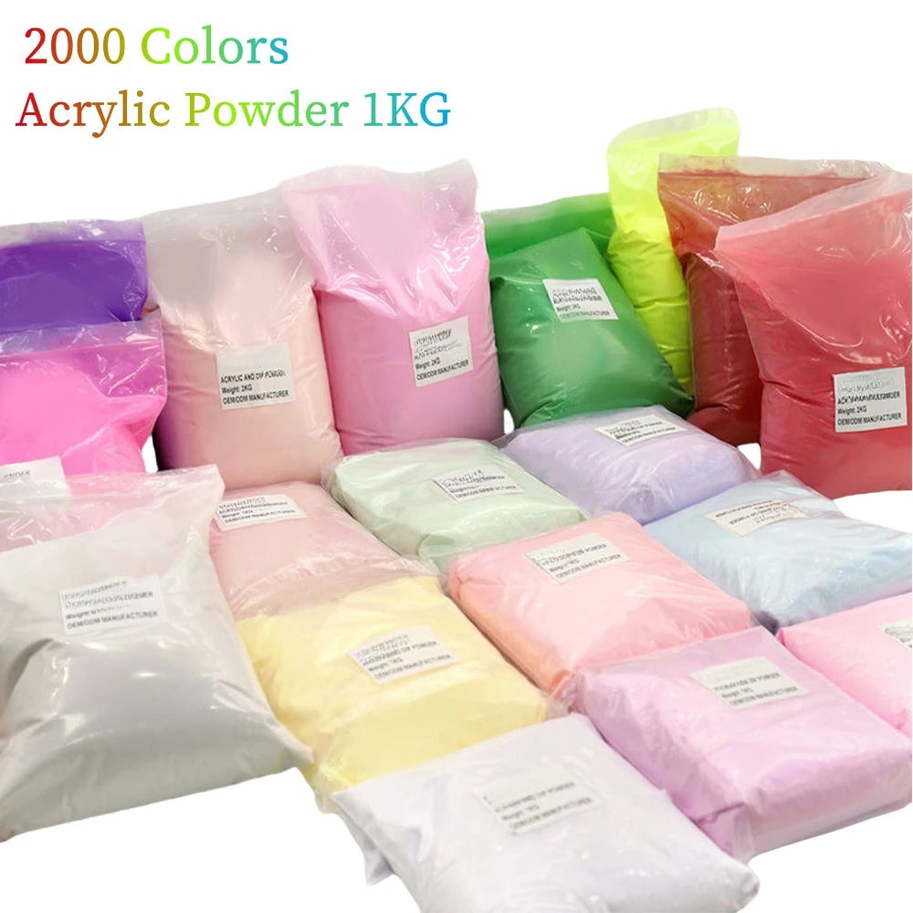 Quick Dry Finest Acrylic Nail System Natural Clear Acrylic Powder 1kg Mirror Effect Shining Luxury Bulk Wholesale 2000 Colors