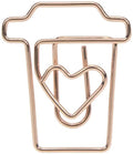 12pcs Coffee Cup Shape Paper Clipsplanner Clips With Rose Gold and Yellow Gold Color for Funny Office Supplies MegaBDM