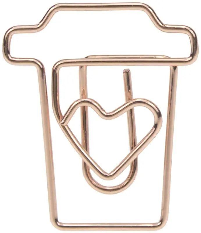 12pcs Coffee Cup Shape Paper Clipsplanner Clips With Rose Gold and Yellow Gold Color for Funny Office Supplies MegaBDM