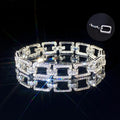 Huitan Full Stone Inlaid Adjustable 3A Cubic Zirconia Link Chain Bracelet for Men Women Sparkly Punk Hip Hop CZ Tennis Bracelets