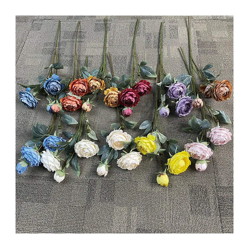 Best Price China Manufacture Quality 3-Head Oil Painted Peony  No.2 Artificial Flowers