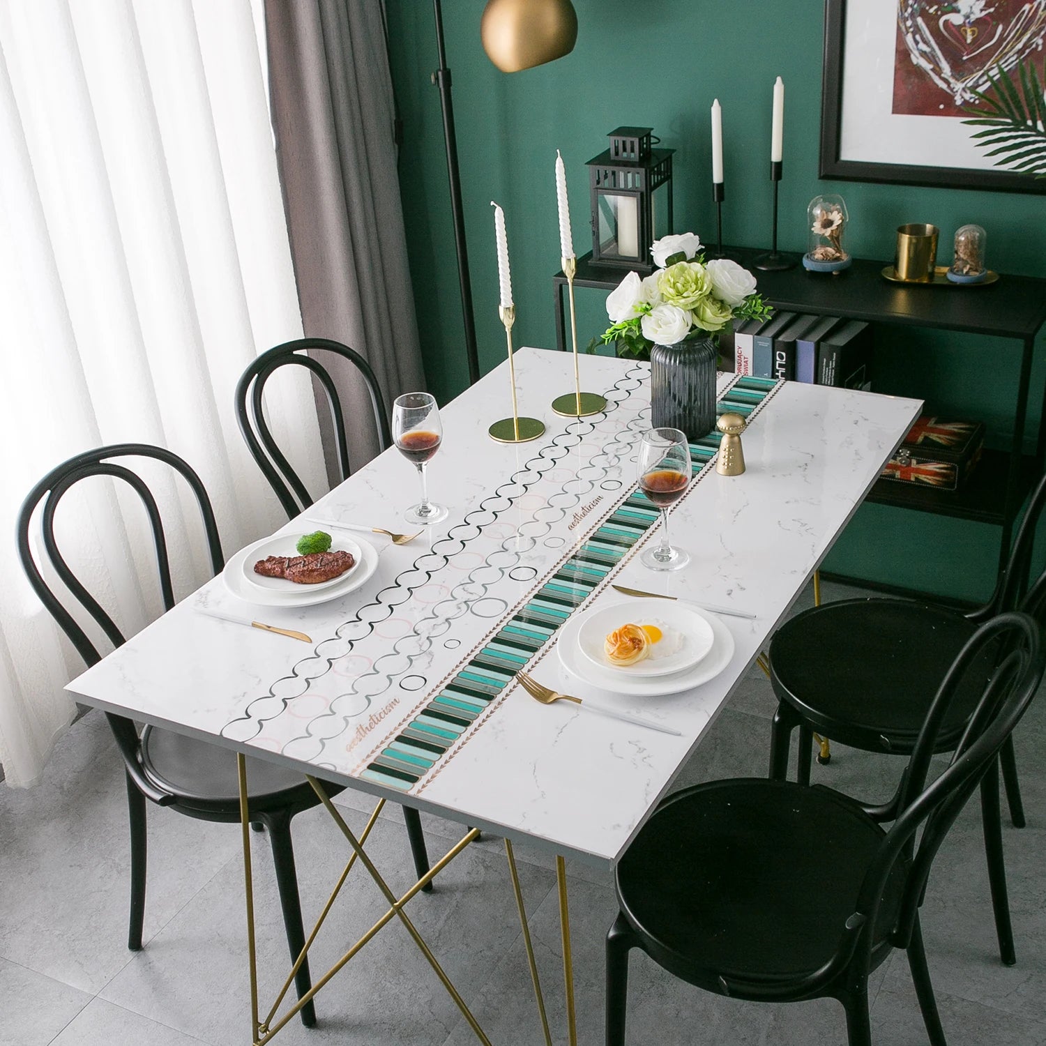 Waterproof/Oilproof  Durable Thick Vinyl Table Cloths for Kitchen Dinning Tabletop Cover