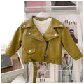 2-7 Years Kids Pu Coat Brown Short Motorcycle Jacket Children's Clothing for Girls Leather Jacket Boys Coats Outwears