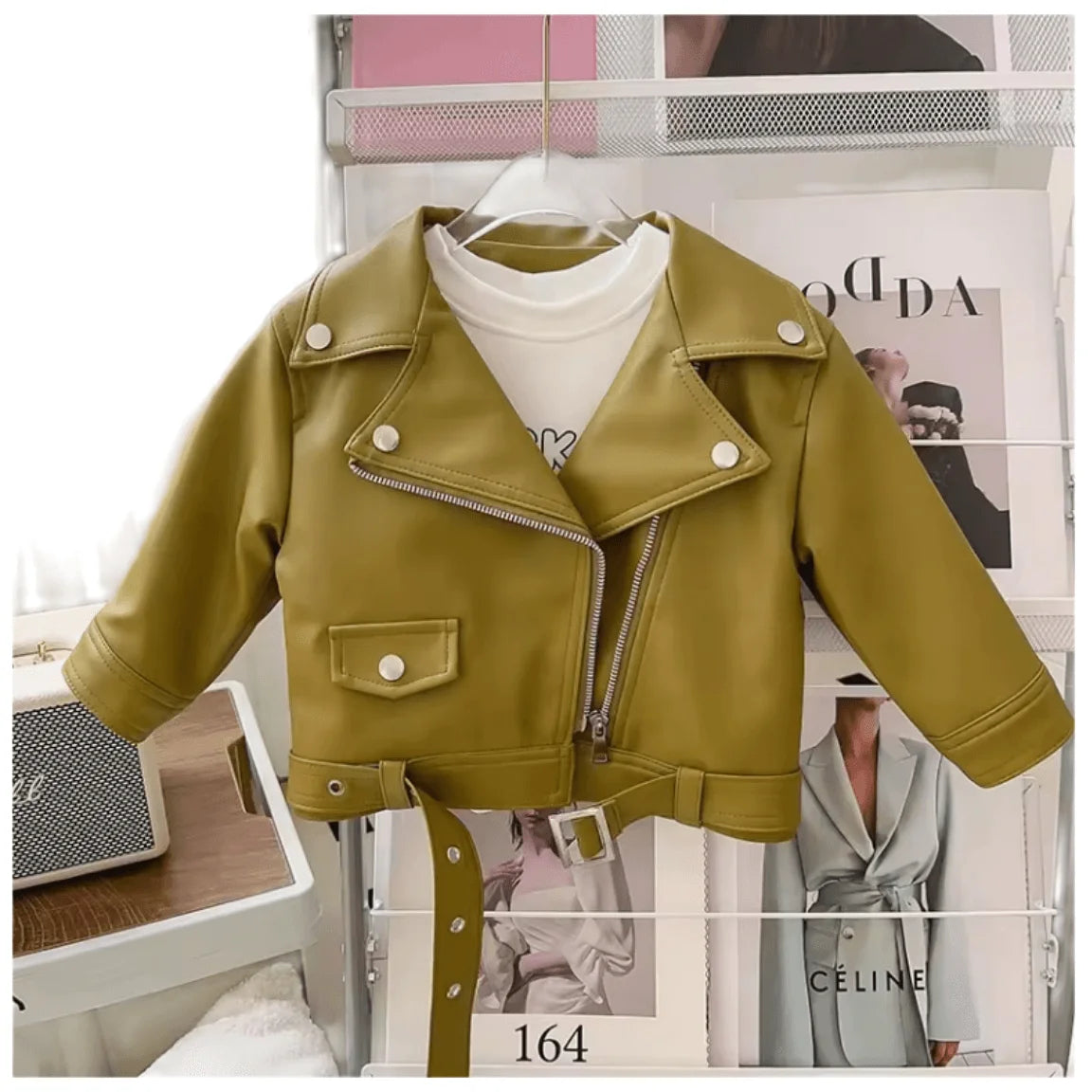 2-7 Years Kids Pu Coat Brown Short Motorcycle Jacket Children's Clothing for Girls Leather Jacket Boys Coats Outwears