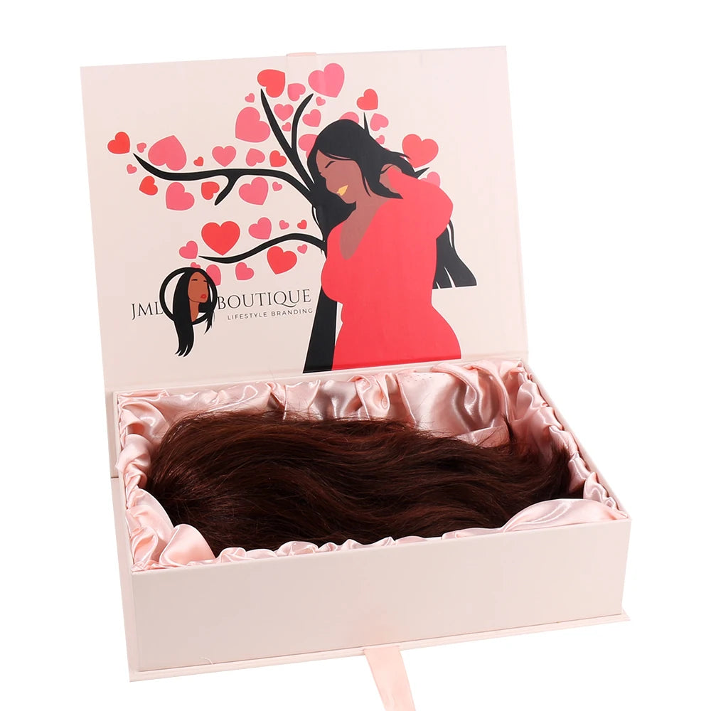 Luxury Private Label Human Hair Wig Box Bundle Matt Lamination Embossing Recyclable Rigid Boxes for Hair Extension Custom