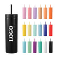 Factory Wholesale Customized 16oz Skinny Straight Tumbler Matte Colors Double Walled with Screw Lid & Straw for Camping & Party