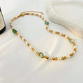 Vintage Pure Handmade Natural Green Agate Water Drops Freshwater Pearl Necklace Luxury Elegant Necklace