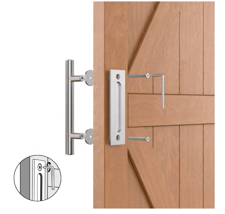 Antique style wooden sliding barn door hardware barn door system