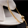 HOVANCI Fine Pull- Out Link Chain Letter Jewelry Bracelets Dainty Tarnish Free 18K Gold Pated Adjustable String Bracelets