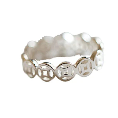 Hot Sale 2025 Wholesale Fashionable Resizable Opening Ring Accessories for Women Silver Plating Vintage Trendy Old Coins Jewelry