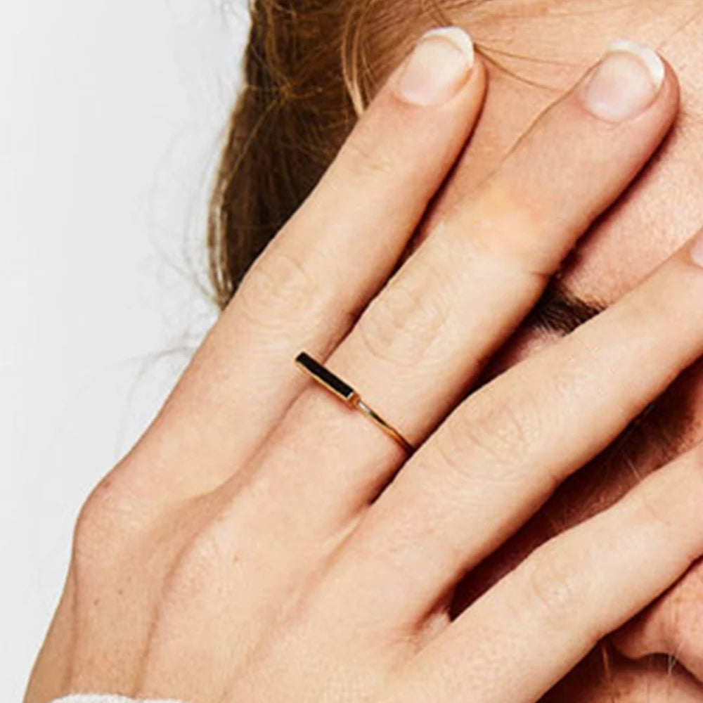 EManco Fashion Gold Plated Geometric Ring Minimalist Ladies Rings 316L Stainless Steel Knuckles Rings for Women