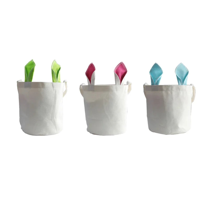 Customize Bunny Blank Sublimation Easter Basket Gift Bag Linen Tote Bag Sublimation Linen Easter Bags
