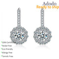 Fine 925 Silver Rhodium Plated Hoop Jewelry Round Cut 1CT VVS1 GRA Moissanite Hypoallergenic Earrings Everyday Wear for Women