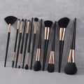Luxury Wooden Handle 12-Piece Vegan Face Makeup Brush Set with Soft Synthetic Hair Private Label Multi-Function