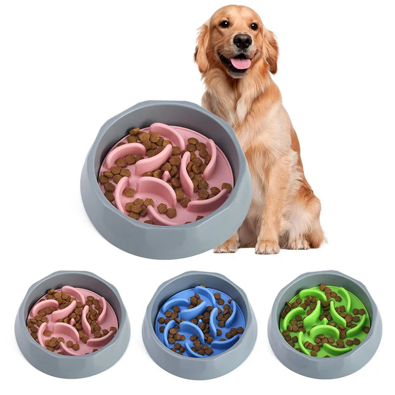 2-in-1 Solid Plastic Silicone Double-Layer Anti-Choking Non-Slip Easy Clean Slow Food Pet Bowl Waterproof IPX5 Travel Ready for