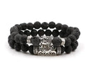 8mm Mixed Natural Gemstone Chip Buddha Head Pendant Healing Reiki Bracelet Bangles Jade Material Women Men Couples Beads