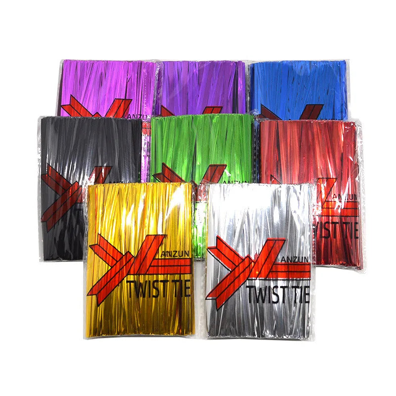 800pcs Bendable Metallic Twist Tie Gift Wrapping Wire  Cellophane Opp Bag Tie for Pop Lollipop Candy Bags