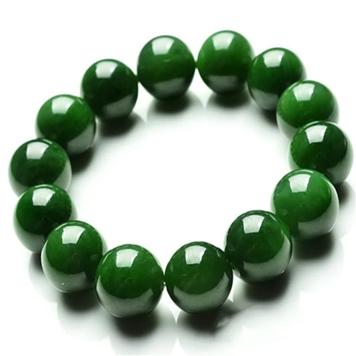 High Quality Woman Natural Dark Green Jade Round Gemstone Beads Stretchy Bangle Bracelet 8/10/12/14mm