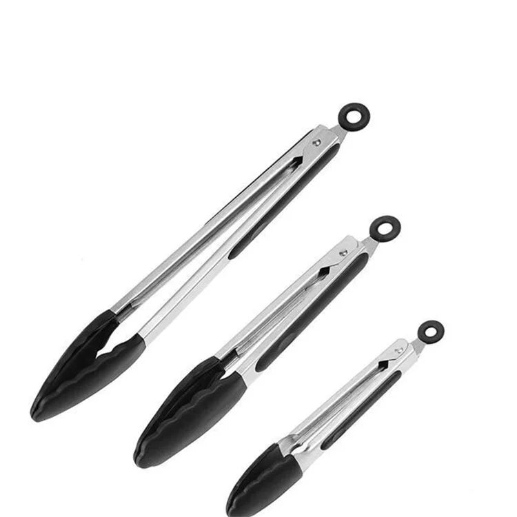Wholesale Premium High Heat-Resistant Silicone Tips for Kitchen Stainless Steel BBQ Tongs Premium Utensils