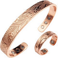 Hot Selling Trendy Flower Design Pure Copper Magnetic Bracelet and Ring Adjustable Size for Women Anniversary MegaBDM