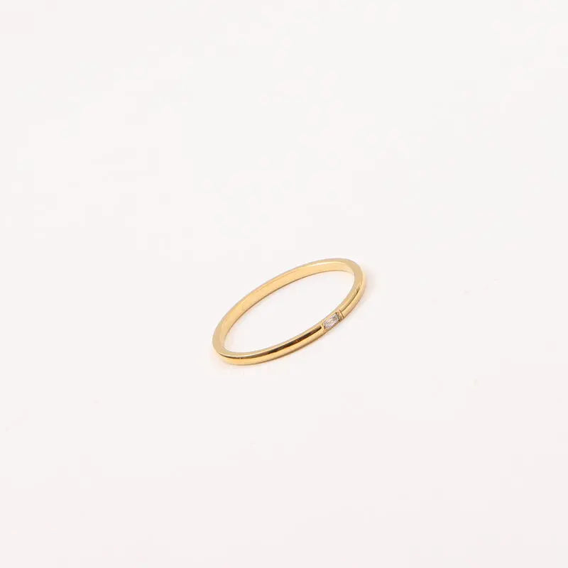 High End 18K PVD Gold Plated Rectangle Zirconia Dainty Rings Stainless Steel Trendy Simple Jewelry Wholesale