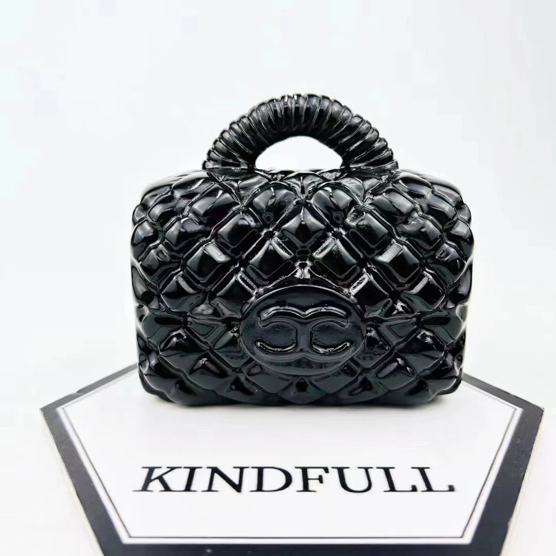 Natural Gemstone Hand Made Crystal Carving Black Obsidian Bag  for Gift