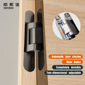 SOCINO Matt Black Gray 3D Adjustable Self-Closing Hydraulic Soft Close Hidden Door Hinge Hardware Concealed Hidden Door Hinge