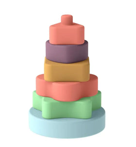 New Arrival Baby Educational Play Children Silicone Geometric Patterns Stack Tower Toy for Kids