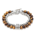 Men's Women's Cool Bracelet with Natural Gemstone Beads Stainless Steel Zinc Alloy Healing Crystal Metal Link for Weddings Gifts