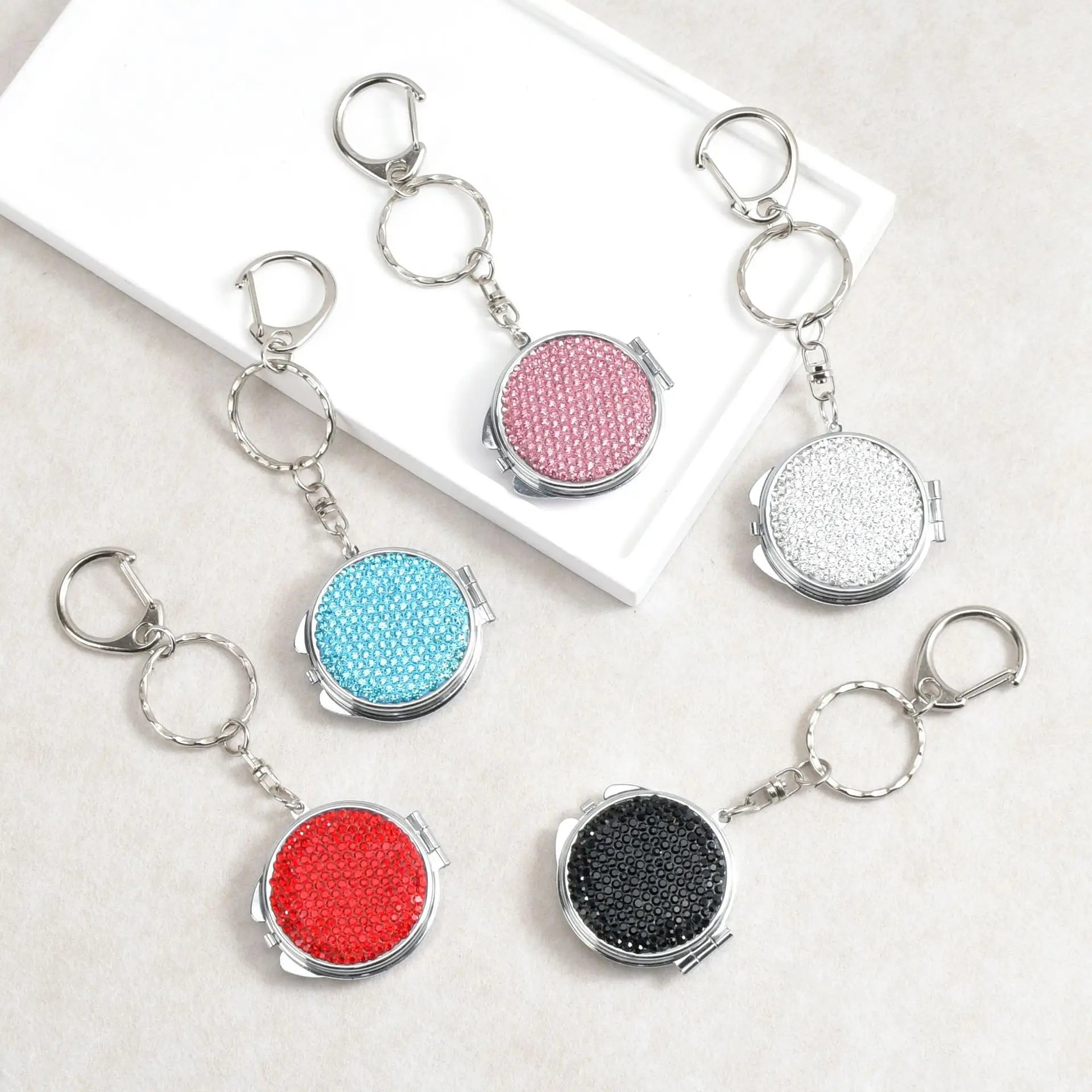 Wholesale Compact Mini Double-Sided Makeup Pocket Mirror Personalized Multifunctional Cosmetic Keychain Foldable Double