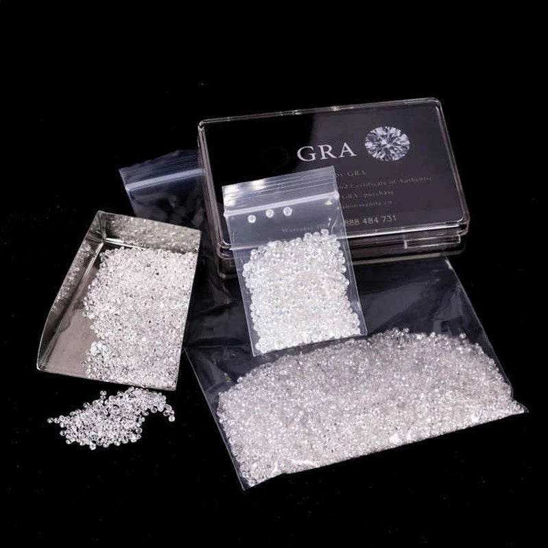 Wholesale Melee Small Size Moissanite Synthetic Diamond VVS DEF White Diamond 0.7-2.9mm Melee Loose