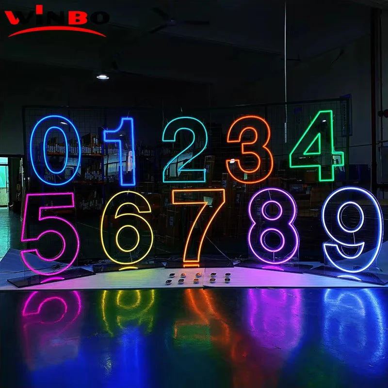 Rgb Neon Numbers Signs Standing and Hang Dropshipping No Moq Company logo Party Events Open Letters Custom Led Neon Light Sign