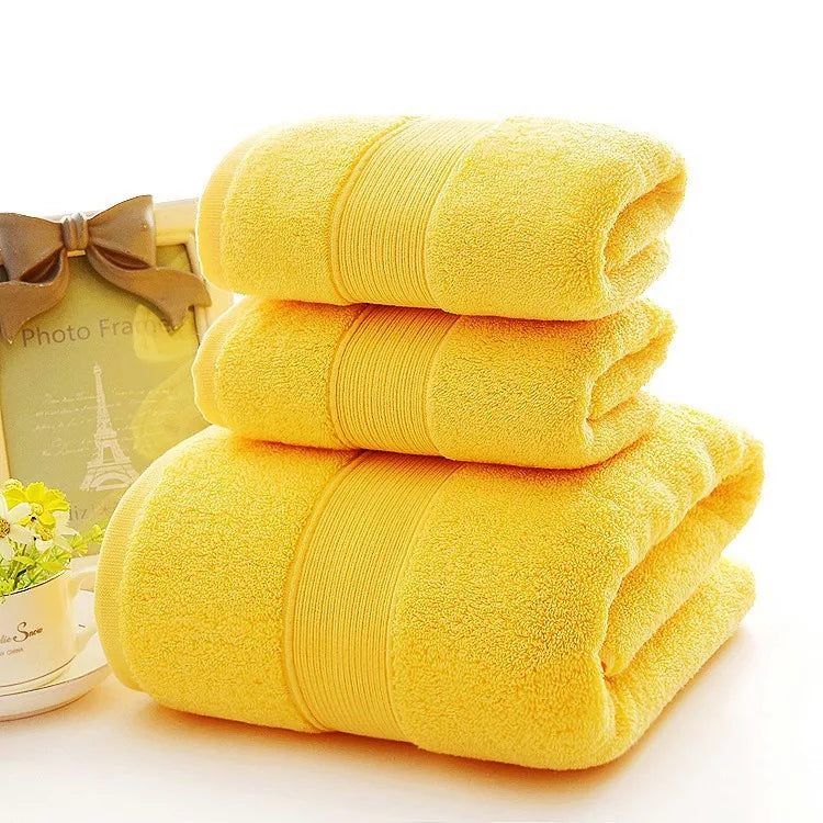 Premium 100% Cotton Bath Towel Set - Ultra Soft & Quick-Drying for Spa Hotel & Home Use (Solid Colors)