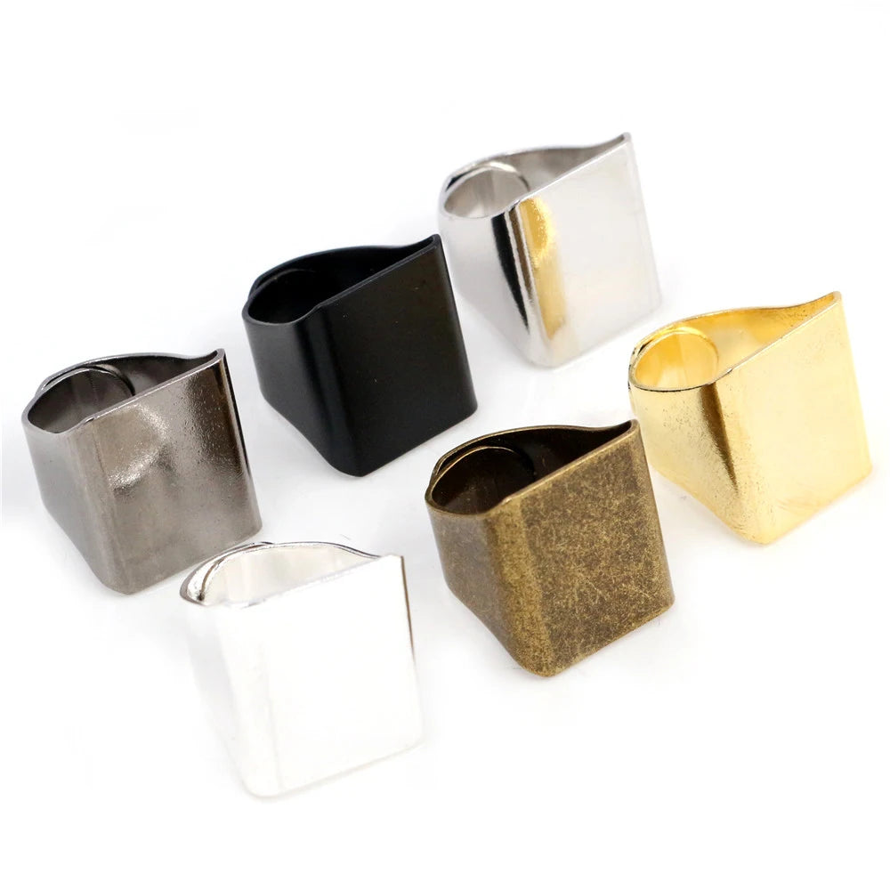 5pcs/lot 20mm Classic 6 Colors Plated Brass Square Adjustable Ring Settings Blank/BaseFit 20mm Glass CabochonsRing Bezels