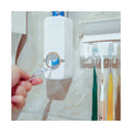 GUDE Wall Mount Plastic Automatic Toothpaste Squeezer Dispenser 4 Toothbrush Holders Eco-Friendly Two-piece Design for Home
