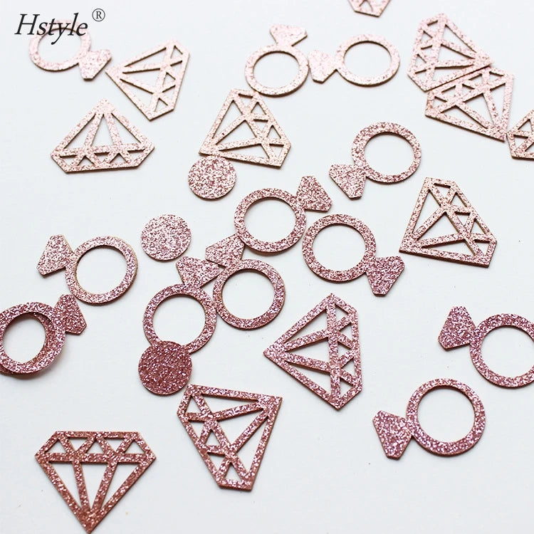 Various Design-100PCS Bachelorette Confetti Rose Gold Circle Ring for Wedding Party Bridal Shower Engagement Decorations CF016