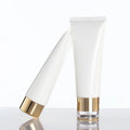 100ml White Plastic Cosmetic Tube with Screw Cap and Gold Lid for Facial Cleanser Shampoo & Eye Cream