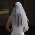 ShangHai Wholesale Price for Simple Sheer Wedding Dresses with Bows Double Layered Short Style Wedding Dresses