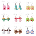 Korean Minimalist Fashion Earrings Trend 2025 Cartoon Animal Dinosaur Bear Puppy Cute Earrings Jewelry Women