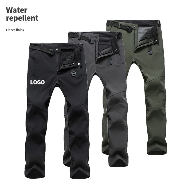Custom Fleece Warm Wind Breaker Waterproof Softshell Outdoor Hiking Camo Tactical Pants Men