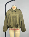 New Fashion Winter Short Suede Fabric Women's Casual Bomber Jacket 2025 Long Sleeve Zipper Windproof Loose