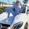 Fitness Seamless Tight Yoga Long Sleeved Crop Top Sports Suit High Waist Pants Sports Work Out Sets for Women