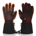 For Winter Warm Waterproof Leather Ski Work Gloves Battery Rechargeable Electric Heated