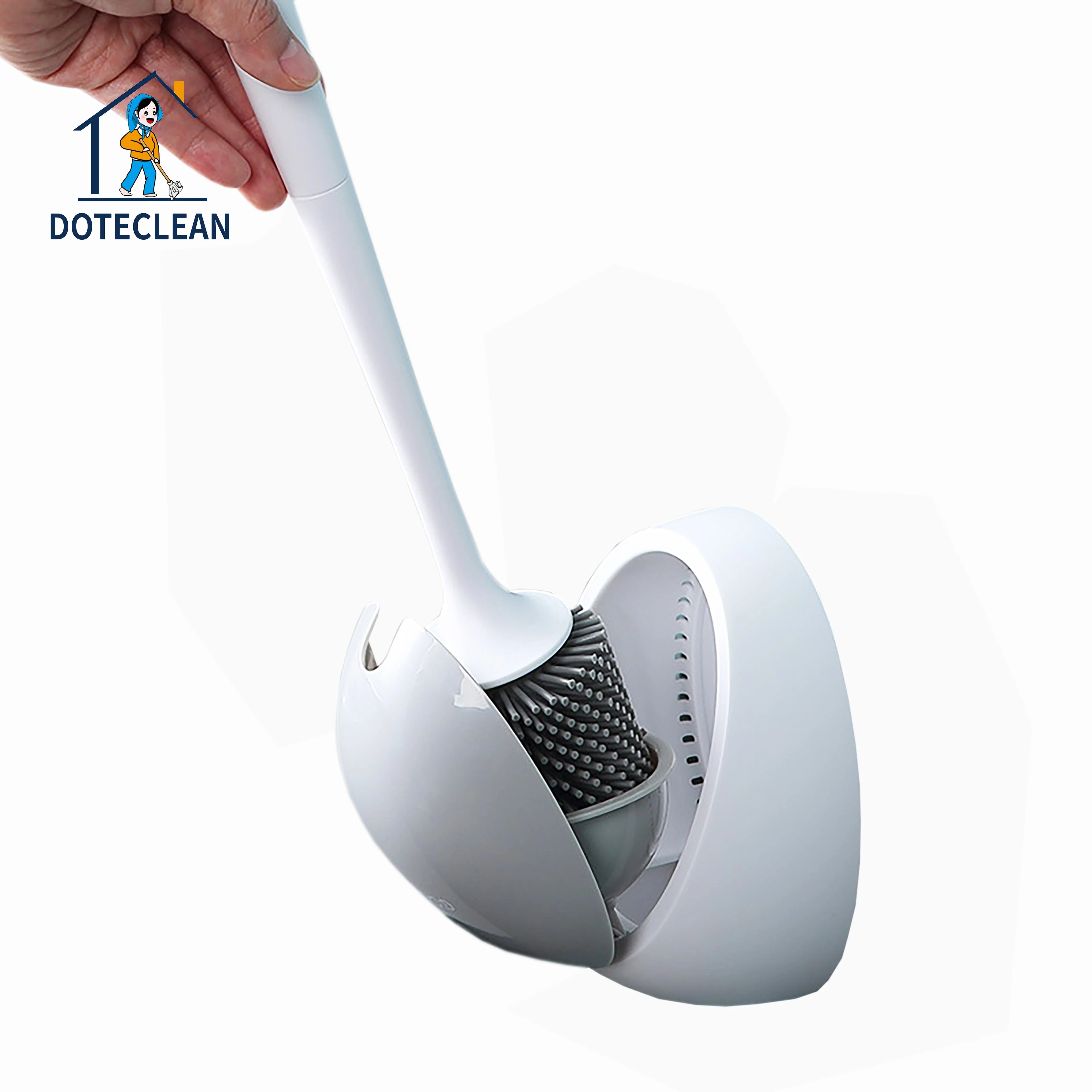Household Wall-Mounted Silicone Toilet Brush Set with TPR Holder Convenient Washing Brush and Toilet
