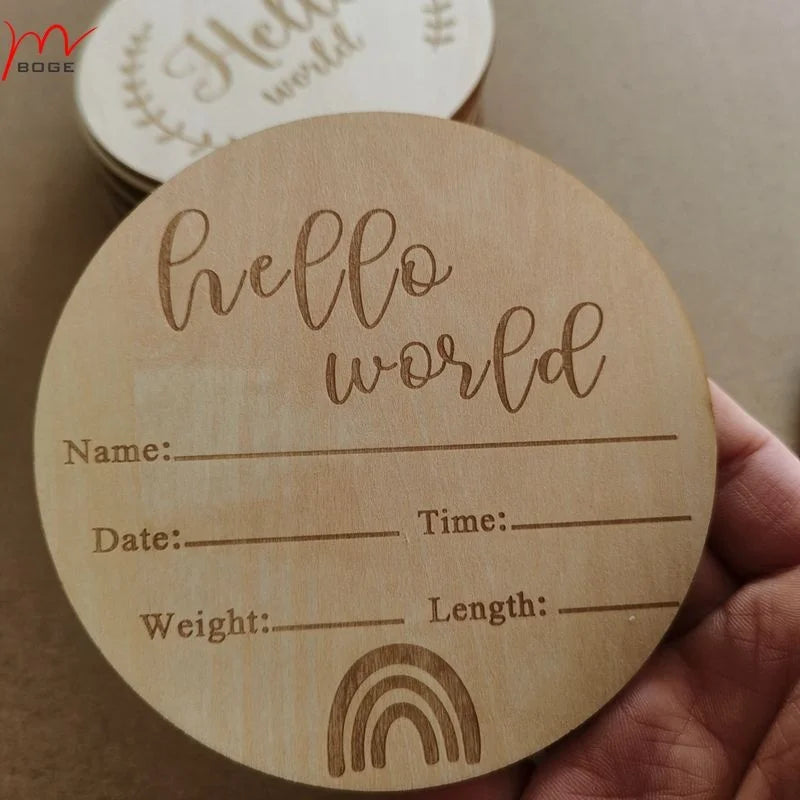 Baby Shower Growth Present Customised Wooden Birth Announcement Milestone Card Wooden