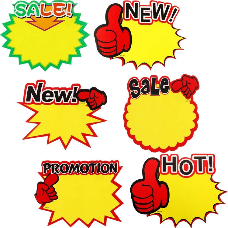 Starburst Sign Cards Sale Paper Signs Price Burst Signs Assorted Display Tags for Retail Store